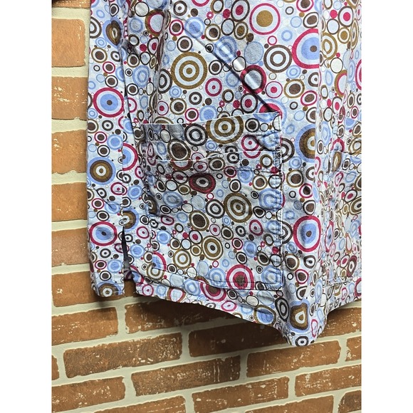 Cottonality‎ Natural Comfort Scrub Top Short Sleeve Sz S Blue Bubbly Slip On - Picture 3 of 9